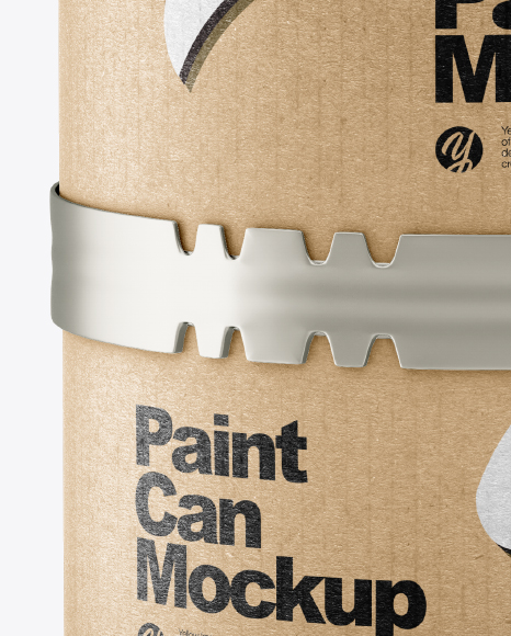 Metallic Paint Can w/ Kraft Label Mockup