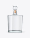 Square Clear Glass Bottle W/ Vodka Mockup