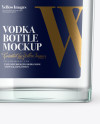 Square Clear Glass Bottle W/ Vodka Mockup