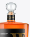 Square Clear Glass Bottle W/ Cognac Mockup