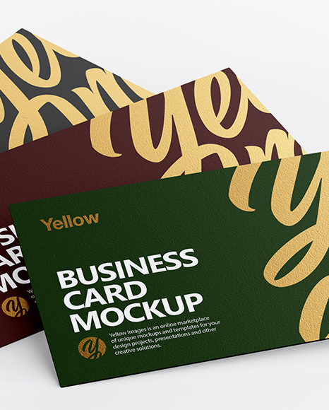 Three Textured Business Cards Mockup