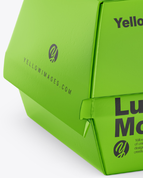 Glossy Lunch Box w/ Paper Sleeve Mockup