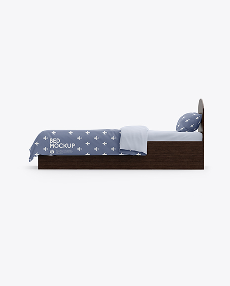 Bed with Cotton Linens Mockup