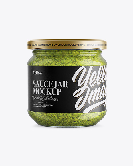 Clear Glass Jar w/ Sauce Mockup