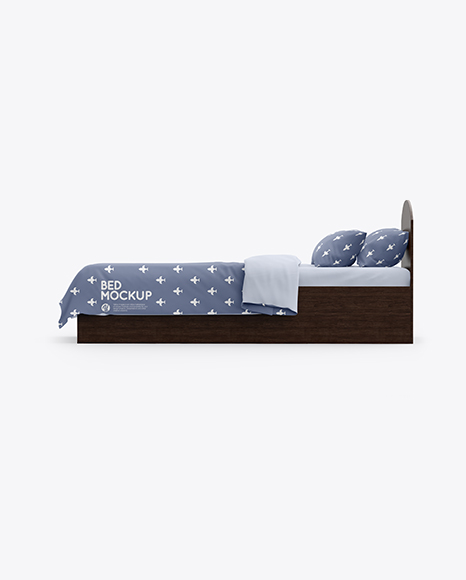 Bed with Cotton Linens Mockup