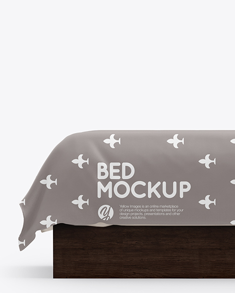 Bed with Silk Linens Mockup