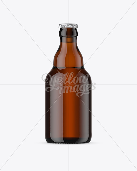 330ml Amber Glass Beer Bottle Mockup