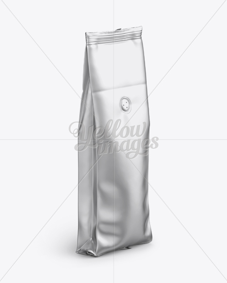 Matte Metallic Coffee Bag With Valve Mockup - Halfside View