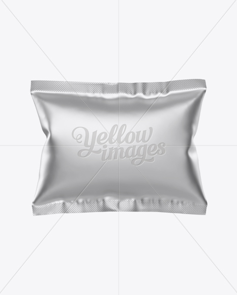 Square Metallic Snack Package Mockup - Front View