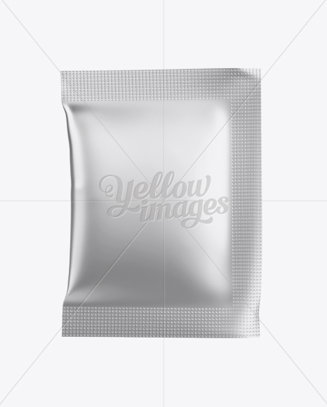 Matte Metallic Sachet Mockup - Front View Matte Metallic Sachet Mockup - Front View