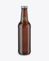 Amber Beer Bottle Mockup - Front View (High-Angle Shot)