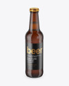 Amber Beer Bottle Mockup - Front View (High-Angle Shot)