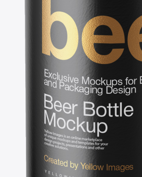 Amber Beer Bottle Mockup - Front View (High-Angle Shot)