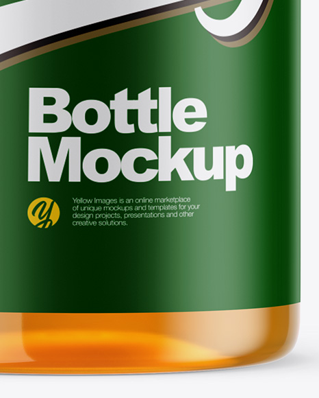 Clear PET Apple Juice Bottle Mockup