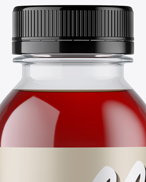 Clear PET Cherry Juice Bottle Mockup