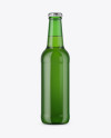 Green Glass Bottle with Lager Beer Mockup