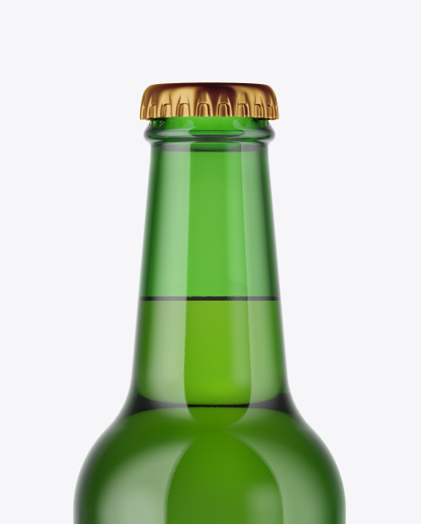 Green Glass Bottle with Lager Beer Mockup