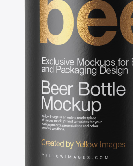 Green Glass Bottle with Lager Beer Mockup