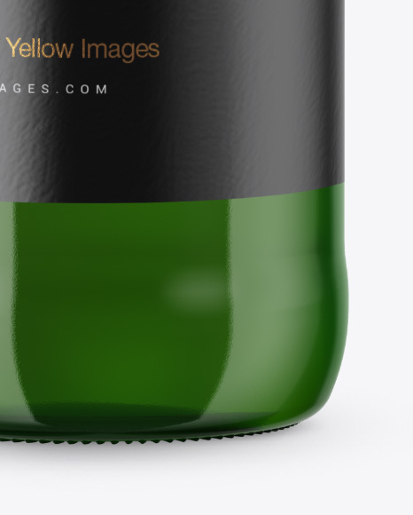 Green Glass Bottle with Lager Beer Mockup