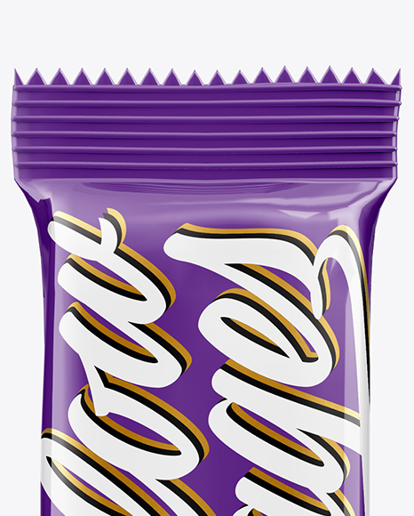 Glossy Snack Bar Sachet Mockup - Front View