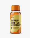 Clear Glass Bottle With Orange Syrup Mockup