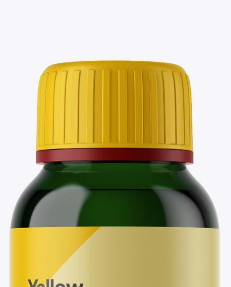 Green Glass Syrup Bottle Mockup