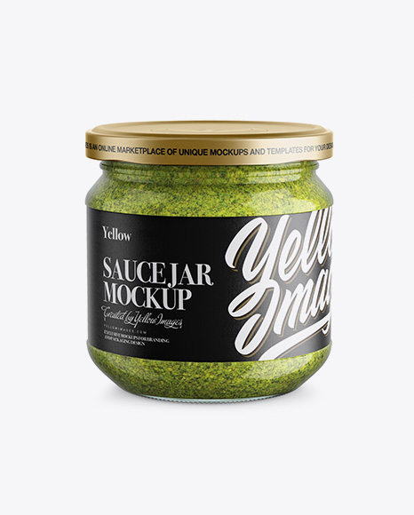 Clear Glass Jar w/ Sauce Mockup