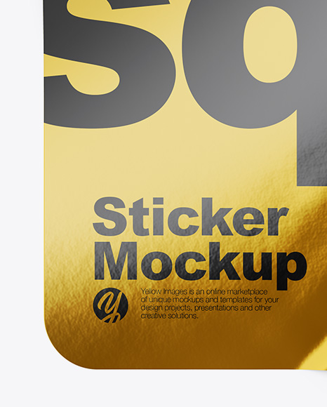 Metallic Square Sticker Mockup