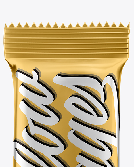 Metallic Snack Bar Sachet Mockup - Front View