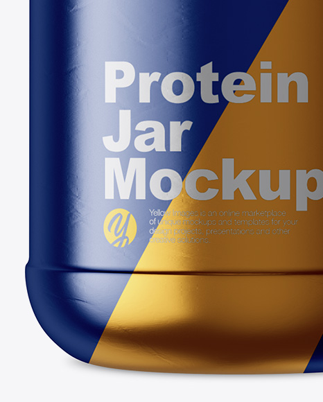 2lb Protein Jar in Metallic Shrink Sleeve Mockup - Free Download Images