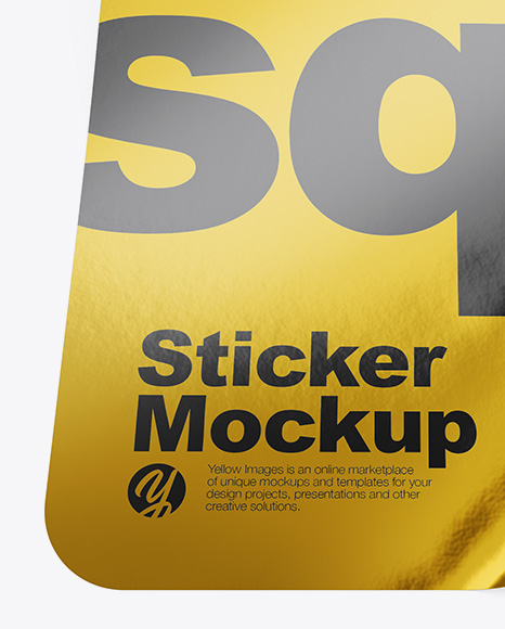 Metallic Square Sticker Mockup