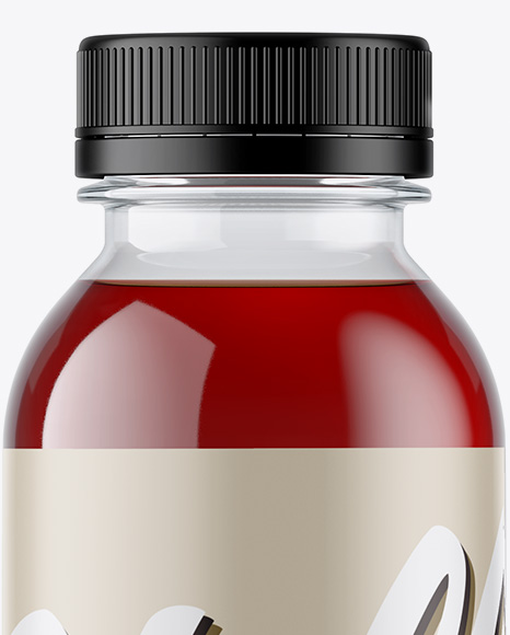 Clear PET Cherry Juice Bottle Mockup