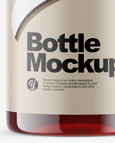 Clear PET Cherry Juice Bottle Mockup