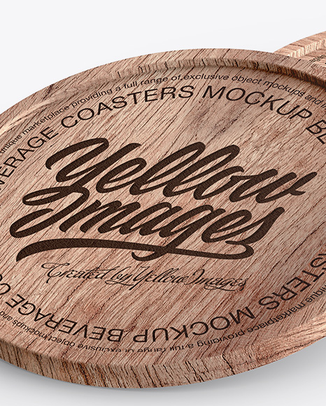 Four Wooden Beverage Coasters Mockup - Free Download Images High