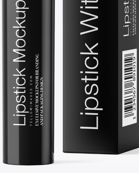 Glossy Lipstick with Box Mockup