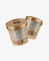 Two Kraft Ice Cream Cups Mockup