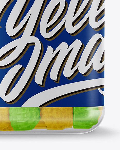 Plastic Bottle w/ Gummies Mockup