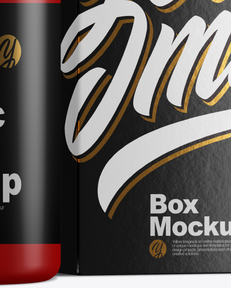 Matte Bottle w/ Paper Box Mockup