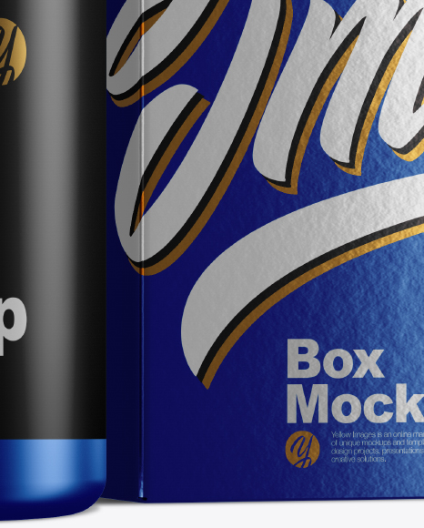 Metallc Bottle w/ Metallic Paper Box Mockup - Free Download Images High