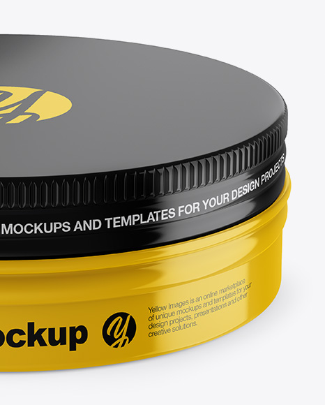 Glossy Round Tin Box Mockup