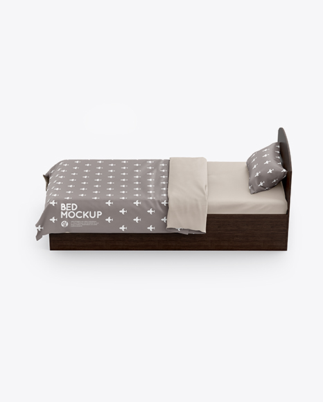 Bed with Silk Linens Mockup