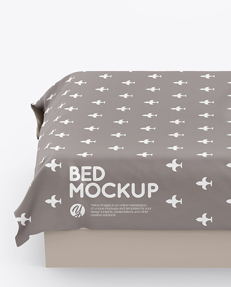 Bed with Silk Linens Mockup