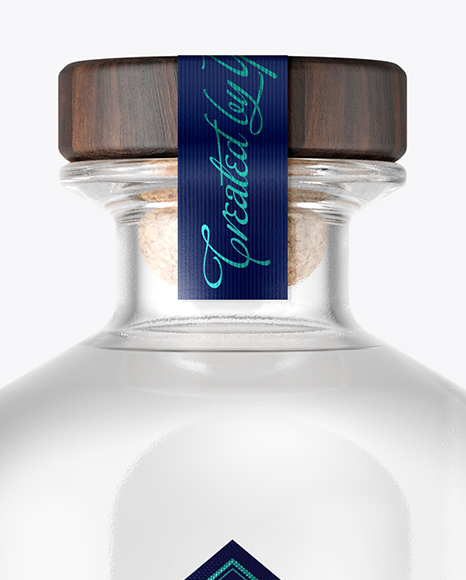 Dry Gin Bottle with Wooden Cap Mockup