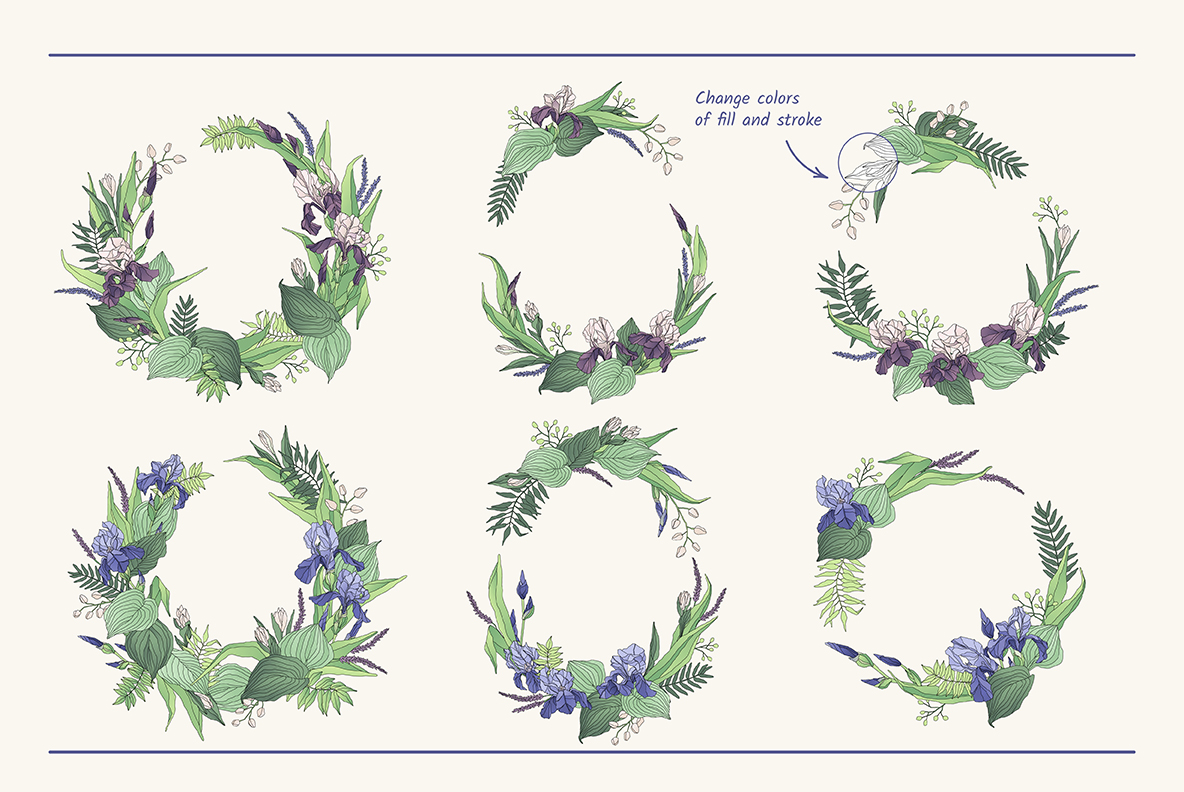 The Iris Bouquet. Set of Floral Elements The Iris Bouquet. Set of Floral Elements