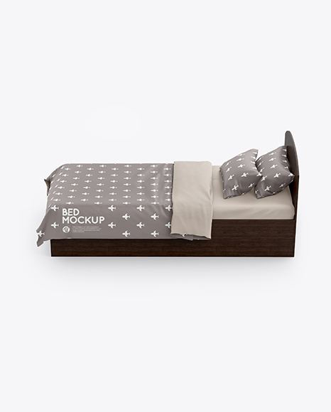 Bed with Silk Linens Mockup