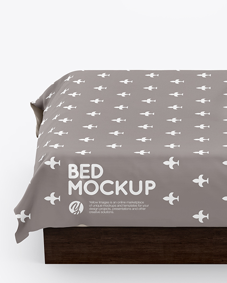 Bed with Silk Linens Mockup