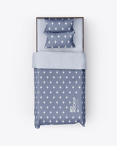 Bed with Cotton Linens Mockup