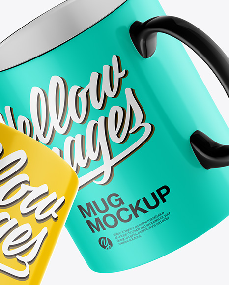 Two Glossy Mugs Mockup