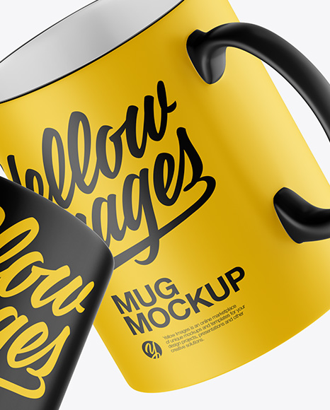 Two Matte Mugs Mockup