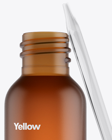 Frosted Amber Glass Dropper Bottle Mockup